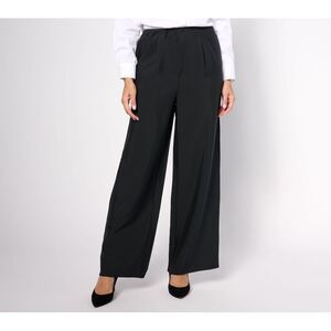 Studio Park Women's Pants Sz XL Tall x Amy Stran Wide-Leg Pleated Black A620519